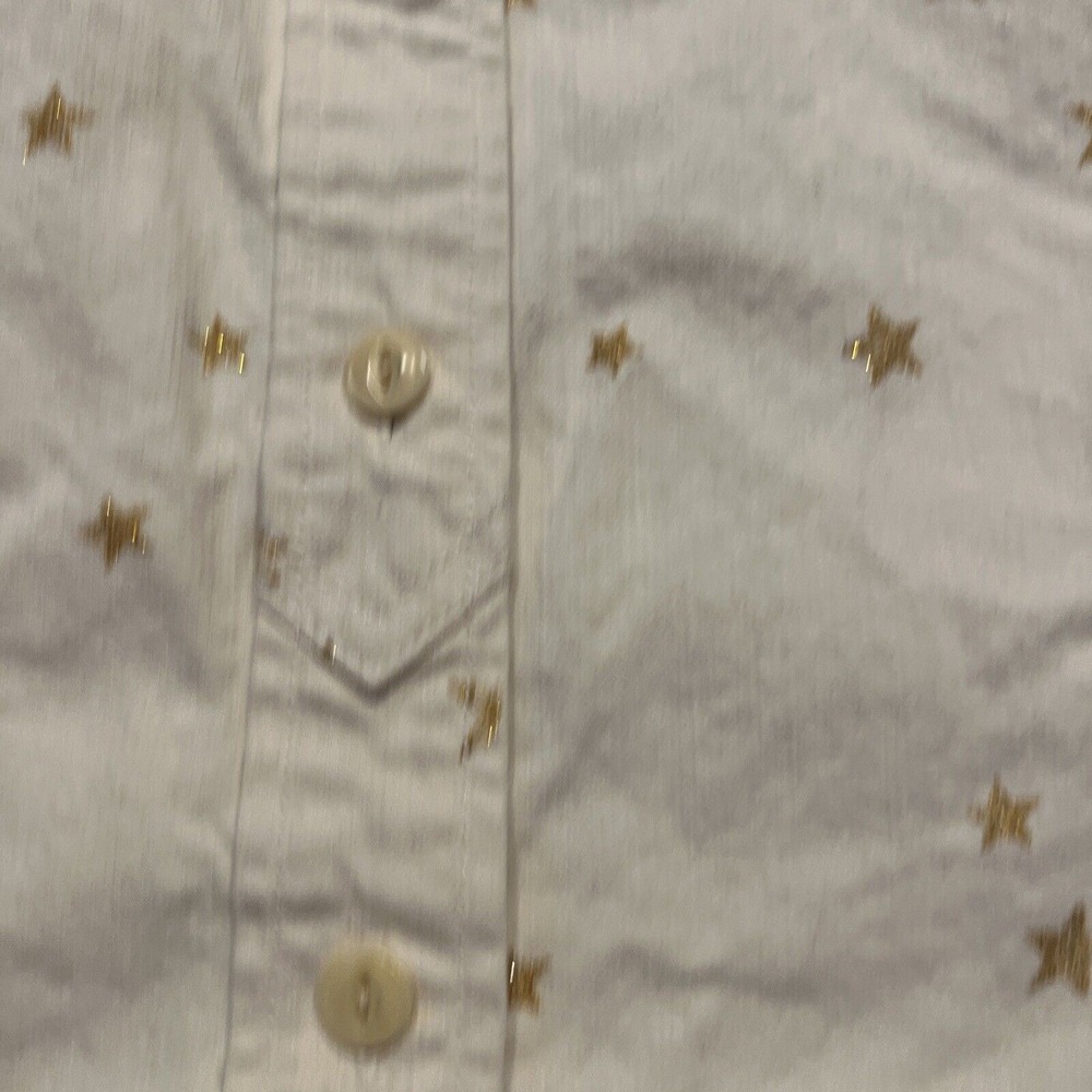 Women's J Crew Cream Heavyweight Gold Star Button Down Canvas Shirt Size Small - Picture 3 of 9